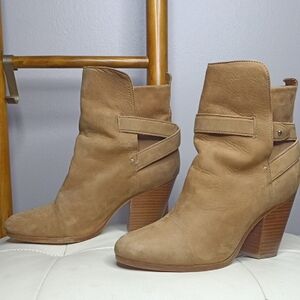 Rag & Bone Kinsey Suede Ankle Boot Tan-Beige Camel Size 39